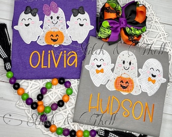 Kids Halloween Ghost Shirts, Cute Spooky Ghost Name Shirts, Kids Halloween Ghost Trick or Treat Shirt