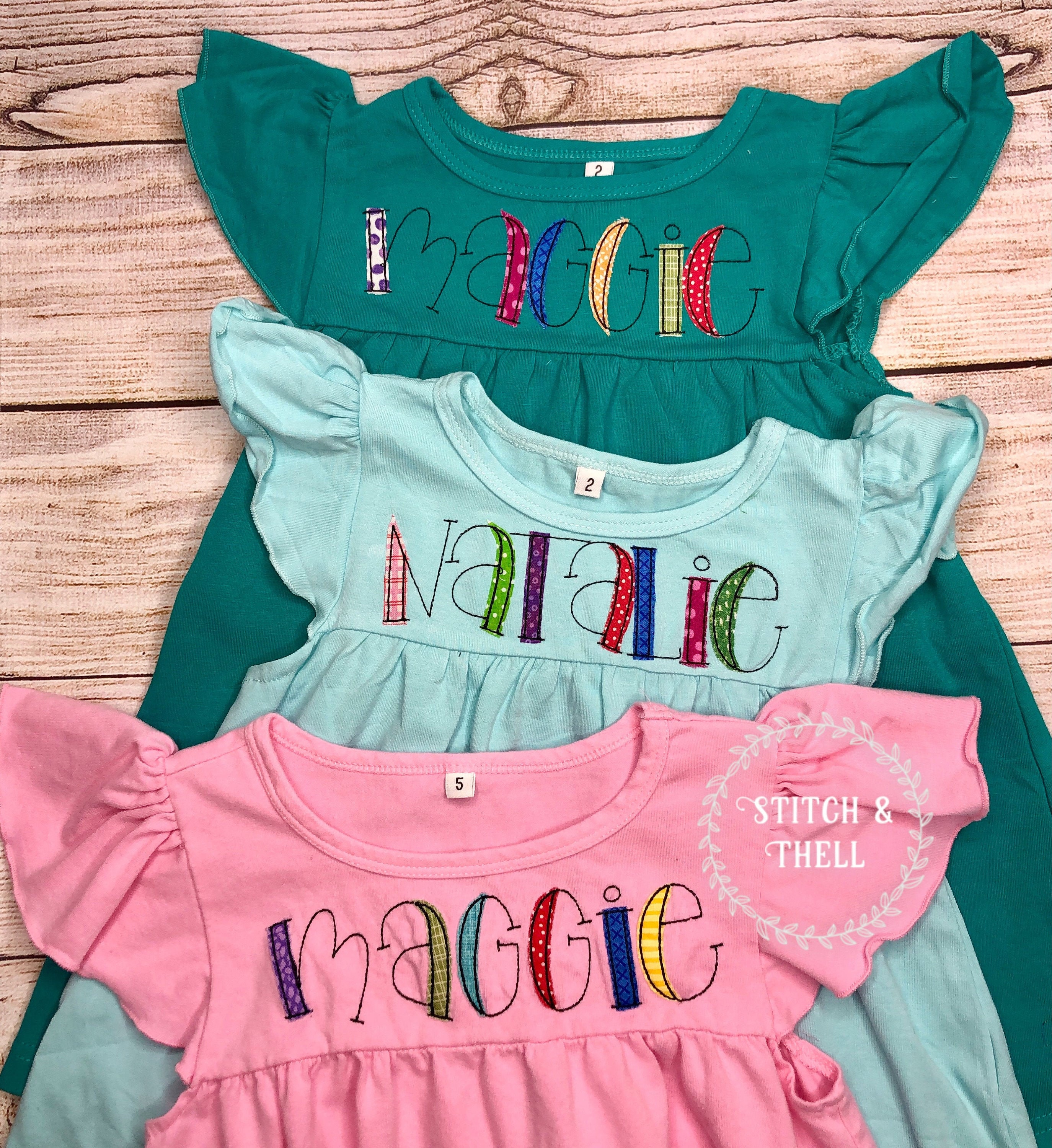 Girls Summer Name Dress, Flutter Sleeve Name Dress, Girls Personalized Dress, Summer Dress, Beach, Birthday Party