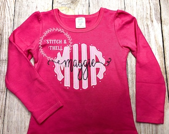 Girls Personalized Monogram Shirt / Girls Embroidered Name Shirt