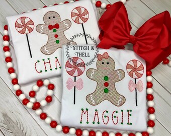 Personalized Gingerbread Man Shirt, Gingerbread Girl, Gingerbread Boy, Kids Gingerbread Candy Shirt