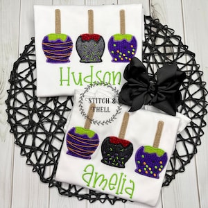 Kids Personalized Candy Apple Shirt, Spooky Candy Apple, Kids Halloween Shirt