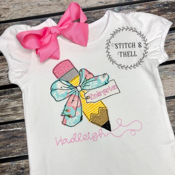 Back to School Shirt, First Day of School Shirt, Personalized Back to School Shirt, Pencil and Bow Back to School Shirt
