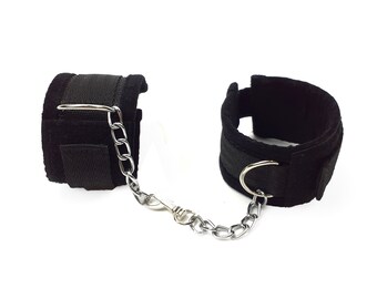 Neoprene Collar to Wrist Restraint Strap Cuffs Bondage Black BDSM Handcuffs REAL