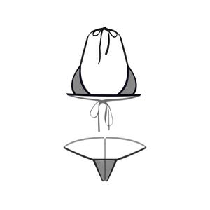 Pode incluir: Um top de biqu&iacute;ni preto e uma parte inferior combinando com um design simples. O top tem um estilo halter com um la&ccedil;o no pesco&ccedil;o e nas costas. A parte inferior &eacute; um estilo simples de cintura baixa.