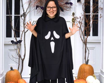 Hooded Ghost Costume: Cloak Style, Custom Face Option