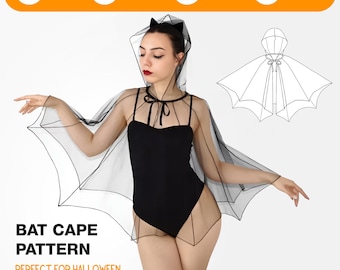 Bat Cape Sewing Pattern: PDF Halloween Costume with Hood