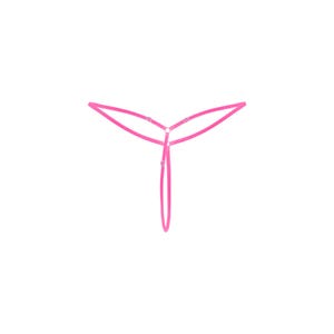 Pode incluir: Uma tanga rosa brilhante com um design minimalista. A pe&ccedil;a apresenta tiras finas e um pequeno detalhe de anel na frente, criando uma apar&ecirc;ncia delicada e simplificada. A roupa interior est&aacute; sobre um fundo branco liso.