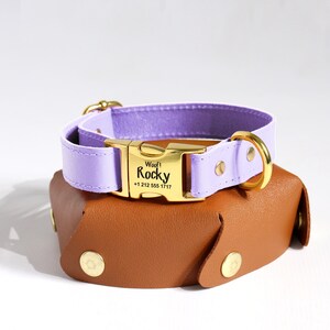 Stylish Leather Dog Collar – Custom Engraved Collar with Name – Durable Pet Collar – Dog Collars for Personalized Pet Accessories