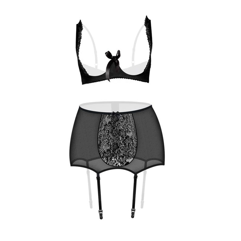 Open lingerie set, open bra, naughty lingerie, open cup lingerie, sexy lingerie, erotic lingerie image 2