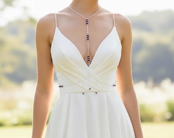 Cadena corporal nupcial, collar de boda de cristal, joyería para el pecho del vestido de novia