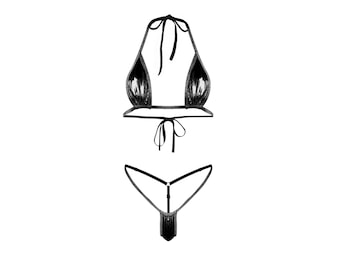 Ensemble de bikini microfibre, maillot de bain string deux pièces couvrant minimalement