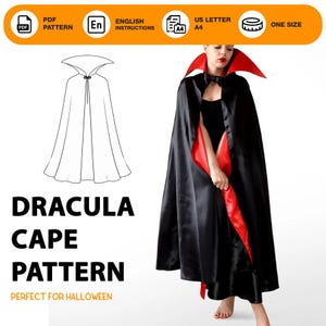 Dracula cloak sewing pattern | PDF DIY costume cloak for Halloween | one size