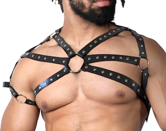 Men harness leather, chest harness men, bulldog harness, male harness, Leather accessories, leather outfit, rave harness