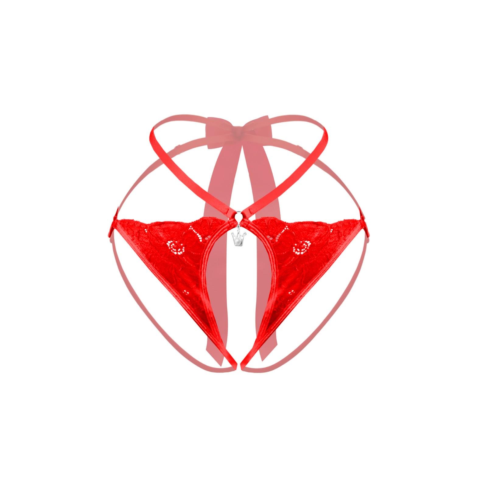 Patent Leather Panties with Bows and Open Crotch main image 1