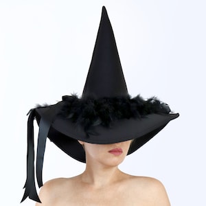 Feather witch hat for Halloween