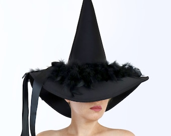 Feather witch hat for Halloween