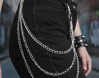 Pants Chain, Double Belt Chain for Jeans, Layered Goth Punk Jewelry
