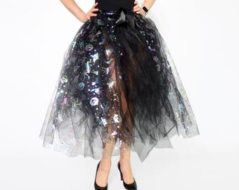 Completo gonna da strega in tulle: costume da donna per Halloween, abito da festa