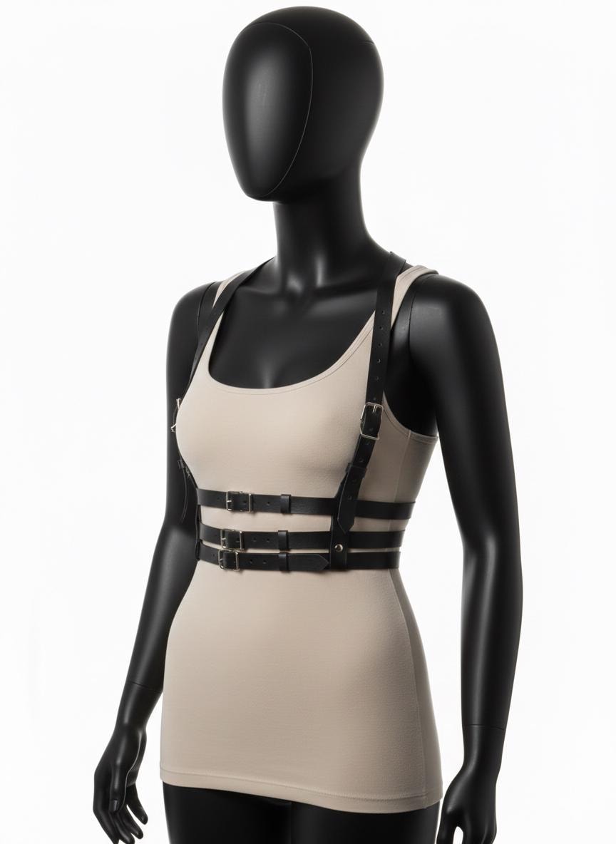 Leather Women Harness, Body Harness Belt, Chest Harness  display picture 2