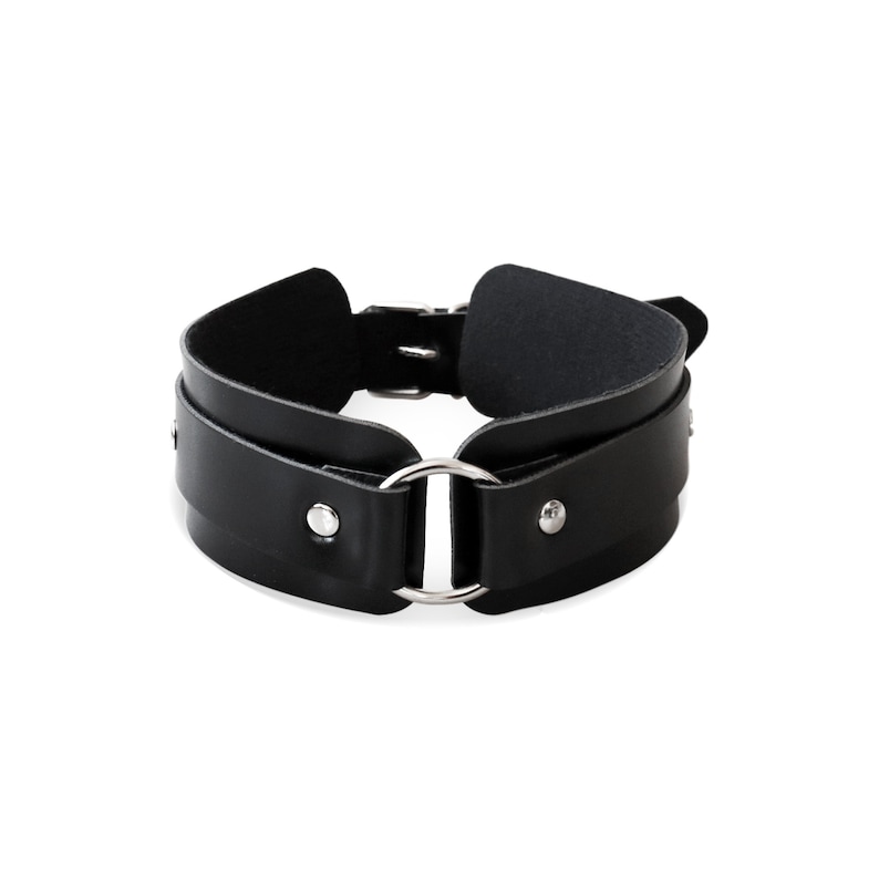 Coleira de couro preta: gargantilha gótica, estilo alternativo Black (1)