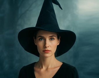 Strukturerad svart häxhatt: Tillbehör till Halloween-kostym för vuxna