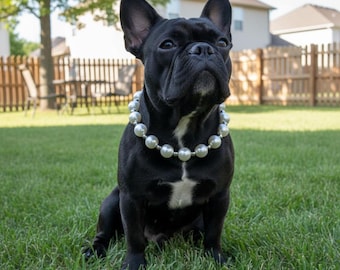 Pearl Dog Necklace, Beaded Pet Collar, Wedding Accessory, Small Breed Jewelry, Dog Lover Gift