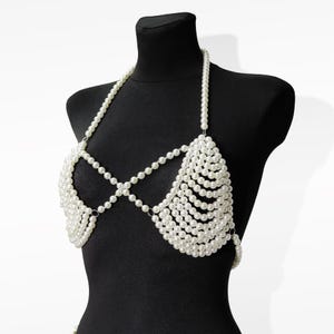 Mermaid pearl body top, pearl body accessory, mermaid top costume, mermaid pearl outfit, rave pearl top, beaded mermaid top, rave pearl bra