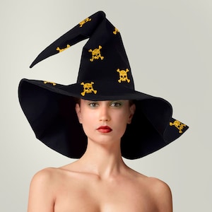 Witch hat, wizard hat, Haloween hat, warlock hat, sorcerer hat, mage hat, skull
