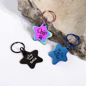 Personalized Pet Tag for Dogs & Cats, Custom Name Tag Star - Shine Bright