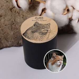 Custom Pet Urn for Ashes, Dog Urn, Cat Pet Memorial, Small Cremation Pet Urn, Engraved Pet Portrait, Dog Remembrance Gift, Pet Loss