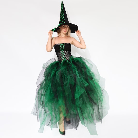 Green Witch Tutu Costume: Halloween Outfit, Witch Dress Green Witch Tutu Costume: Halloween Outfit, Witch Dress