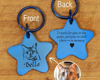 Personalized Pet Portrait Keychain: Engraved Pet Memorial Gift