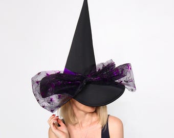 Sombrero de bruja negro: accesorio moderno para disfraz de Halloween