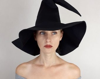 Adult witch hat, wizard hat, Haloween hat, black witch hat, pointy hat, mage hat, sorcerer hat, warlock hat