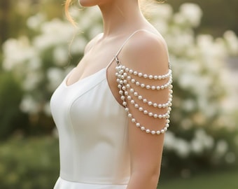Pearl Shoulder Jewelry, Bridal Accessory, Body Drape, Elegant Statement Piece (1pcs)