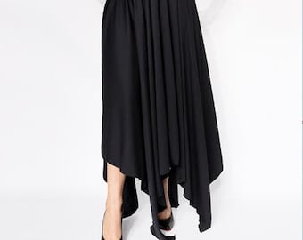 Black Goth Maxi Skirt: Halloween Witch Costume, Gothic Outfit