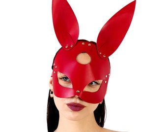 Leather bunny mask (choose color), bunny cosplay, festival mask, women leather mask, Leather rabbit mask