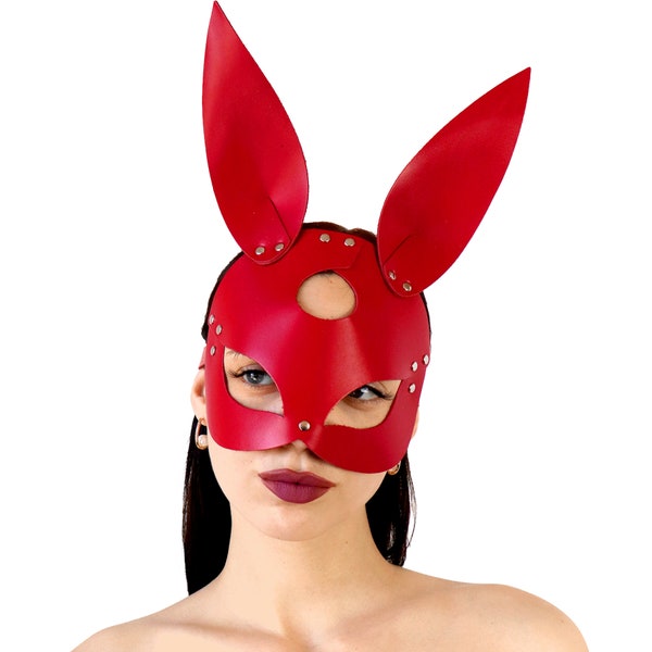 Leather bunny mask (choose color), bunny cosplay, festival mask, women leather mask, Leather rabbit mask