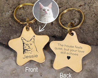 Custom Pet Portrait Keychain: Engraved Pet Memorial Gift
