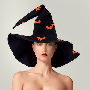 Witch hat, wizard hat, Haloween hat, warlock hat, sorcerer hat, mage hat, bat