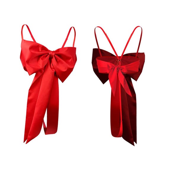Red Bow Bodysuit Lingerie: Romantic Valentine's Gift, Plus Size Available