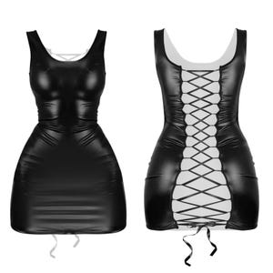 Vinyl Mini Dress: Lace-Up Open Back PVC Club Outfit