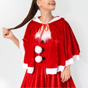 Weihnachtsmann Umhang, Weihnachtsmann Cosplay, Heiligabend Umhang, Kapuzen Umhang, Weihnachts-Outfit, Weihnachtskostüm Umhang, Neujahr Kostüm Umhang