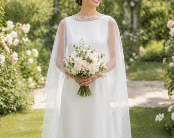 Wedding Shawl Bridal Cape: Sheer Tulle Bridal Cover Up