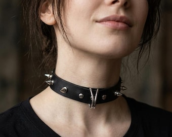 Nieten Leder Choker Halsband, Gothic Punk Halsband, Alt Mode Accessoire