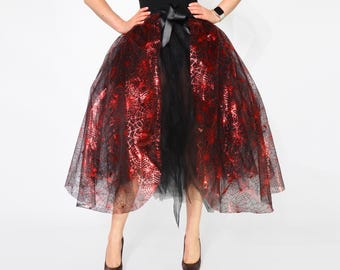Completo gonna da strega in tulle: costume di Halloween in due pezzi per donna