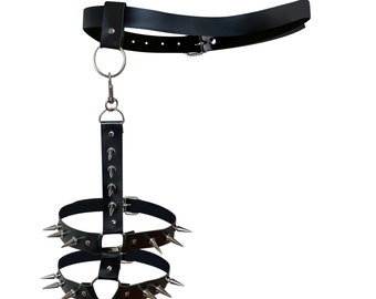Spiked Leather Leg Harness: Festival Punk Clothing