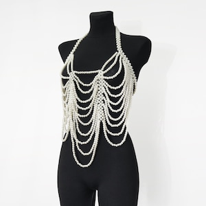 mi様　Pearl Chain Harness MISBHV X LILITH MONOGRAM WHITE PEARL HARNESS – Lilith by Sita