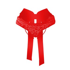 Crotchless panties with bow, crotchless lingerie, open panties, cute panties, sexy lingerie, Lace panties, bow lingerie image 2