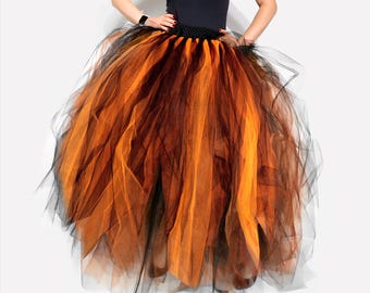 Falda de bruja de tul: tutú largo de Halloween para disfraz o fiesta